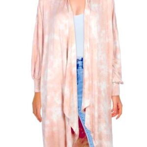 Anthropologie Maronie blush/cream tie dye cardigan duster.Open front.Size S NWT.